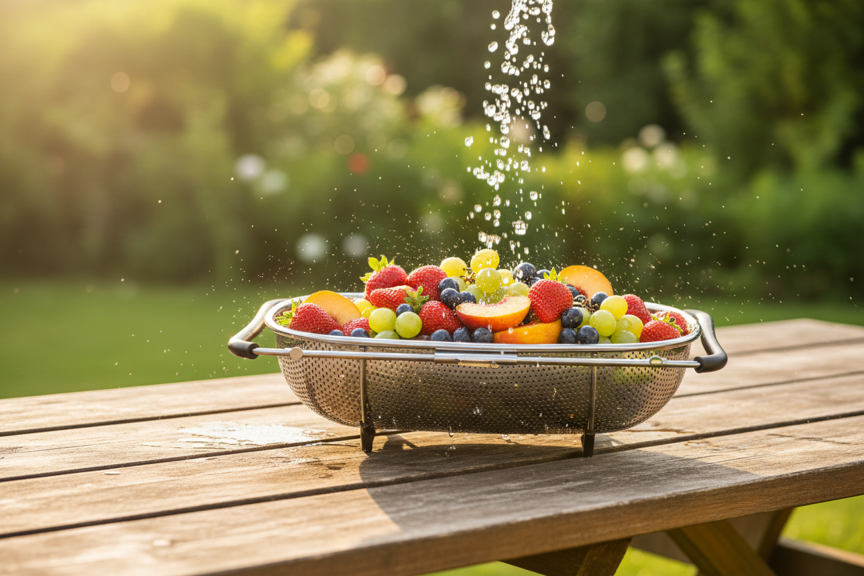 Stainless Steel Colander Outdoor Scene
